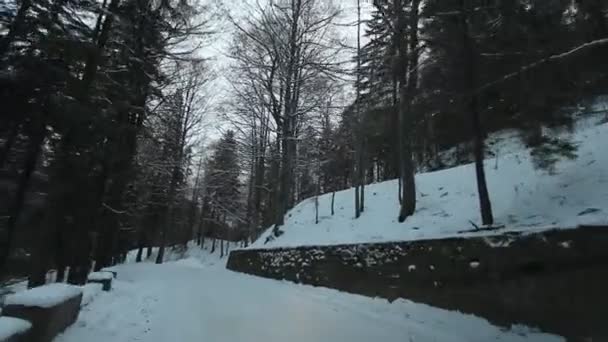 Camino de montaña en invierno — Vídeos de Stock