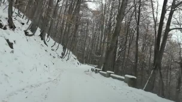 Camino de montaña en invierno — Vídeo de stock