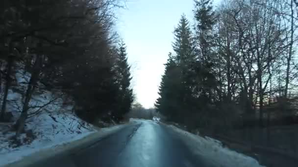 Estrada da montanha no inverno — Vídeo de Stock