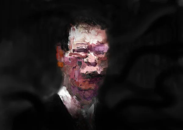 Retrato Rosto Assustador Homem — Fotografia de Stock