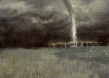 Yapay araçlar tarafından oluşturulan bir rüzgar sütunun dijital geleneksel resmi