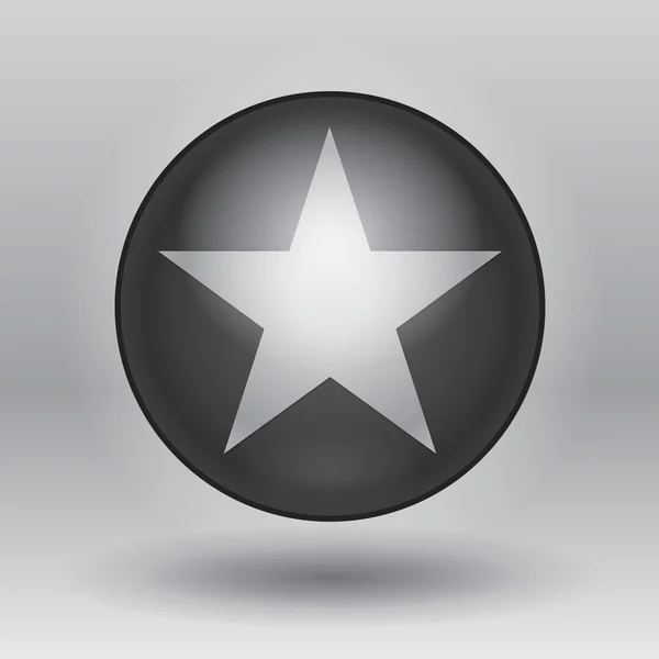 Black star button, vector icon — Stock Vector