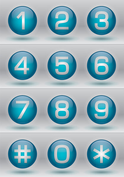 Глянцевый набор чисел, бирюзовый
