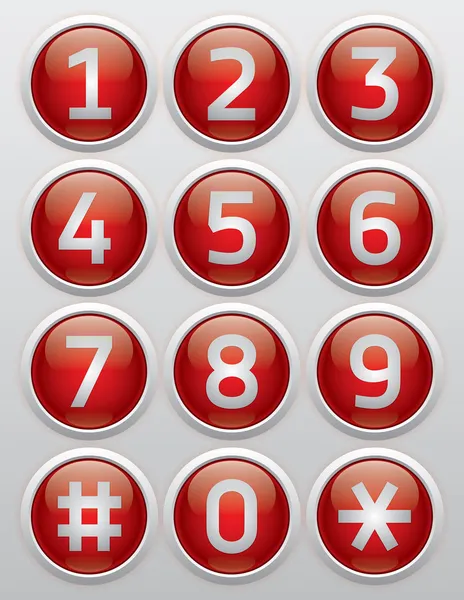 Red glossy buttons with numbers — Stock Vector