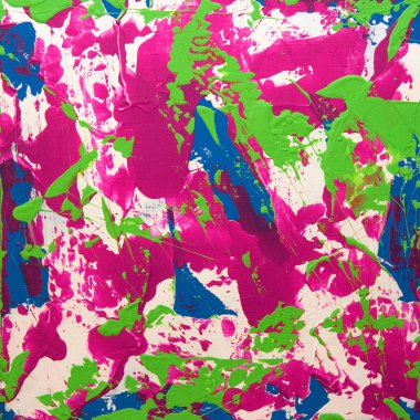 renkli boya konturları, petrol tuval üzerinde pembe ve yeşil slaytlar.