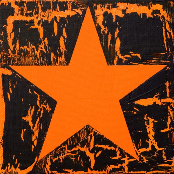 Art star, cracked paint image, orange star — Stock Photo, Image
