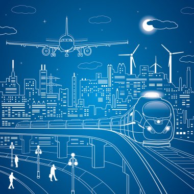 vektör hatları tren uçak iniş için Köprü'geliyor