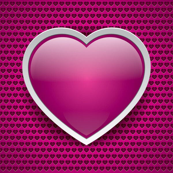 Векторная кнопка сердца, текстура любви, розовый фон, дымовая поверхность
