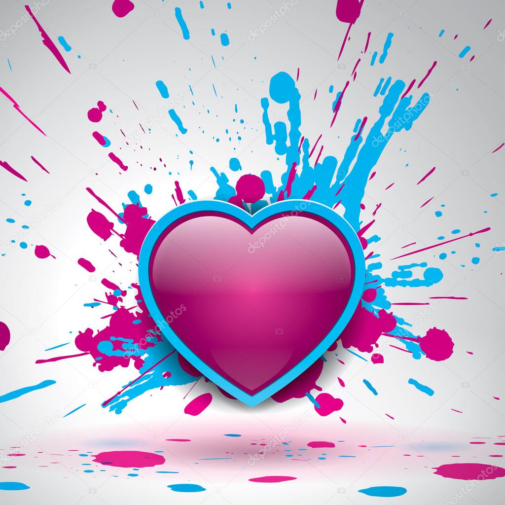 Love bomb, color explosion, vector bang, bright spray pink and blue