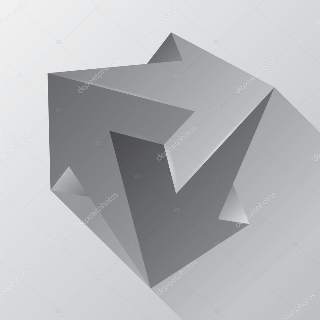 Vector crystal, unreal object, design element, impossible arrows