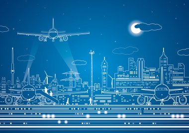 vektör satırları Havaalanı, vektör uçak gökyüzünde