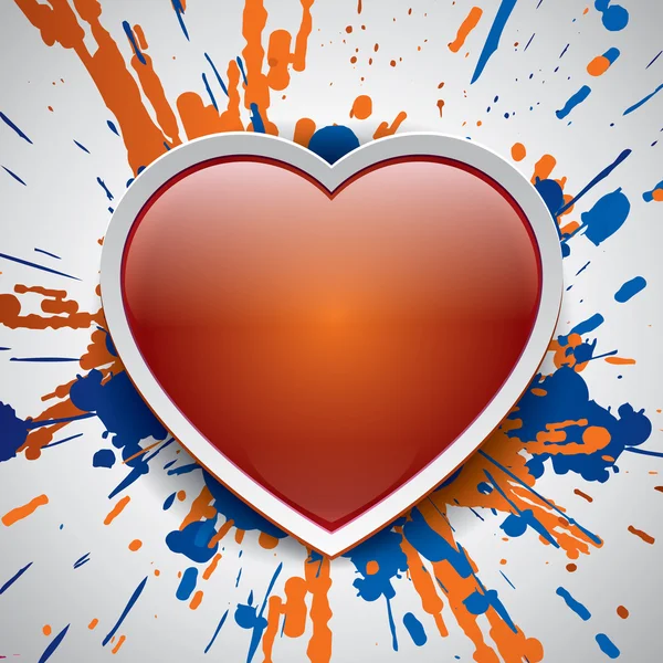 Bomba del amor, explosión del color, explosión del vector, pintura naranja y azul brillante del aerosol — Vector de stock