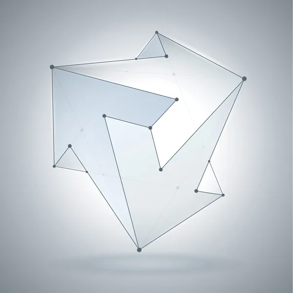 Forma abstracta, formas geométricas transparentes, 3 flechas, cristal — Vector de stock