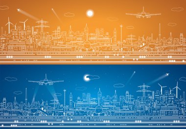 Havaalanı panorama, vektör şehir altyapısı