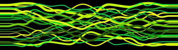 Líneas Curvas Verdes Amarillas Fondo Abstracto Esquema Ondas Formas Color — Vector de stock
