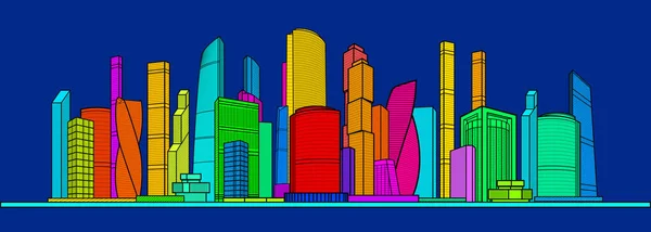 Современный Красочный Город Городской Комплекс Бизнес Центр Футуристическая Паморама Городском — стоковый вектор