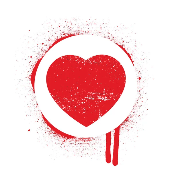Stencil Love San Valentino Stampa Graffiti Cuore Rosso Sfondo Bianco — Vettoriale Stock