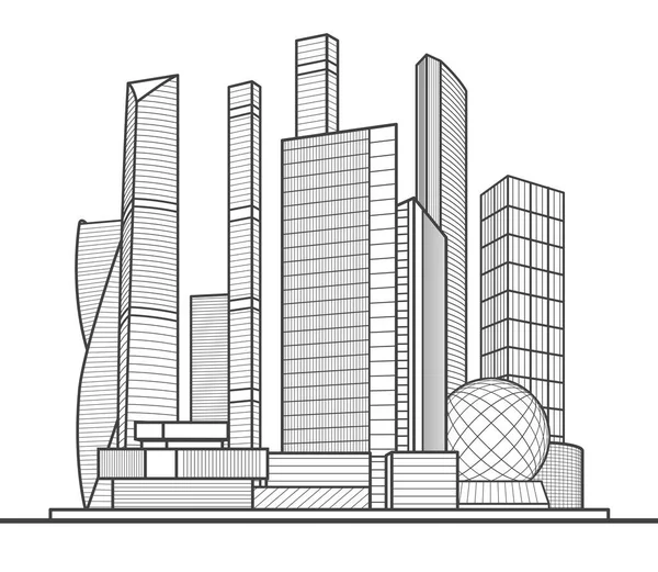 Cidade Moderna Complexo Urbano Centro Negócios Infra Estrutura Descreve Ilustração —  Vetores de Stock