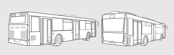 Черный Контур Транспортной Иллюстрации Обратное Изображение Автобуса Белом Фоне Векторный — стоковый вектор