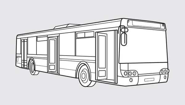 Черный Контур Транспортной Иллюстрации Изображение Автобуса Белом Фоне Векторный Дизайн — стоковый вектор