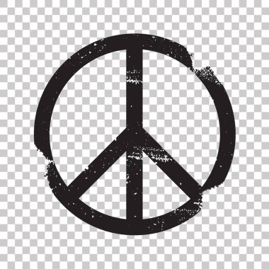 Pacifist, symbol of peace. Black stamp on transperent background. Vector sign clipart