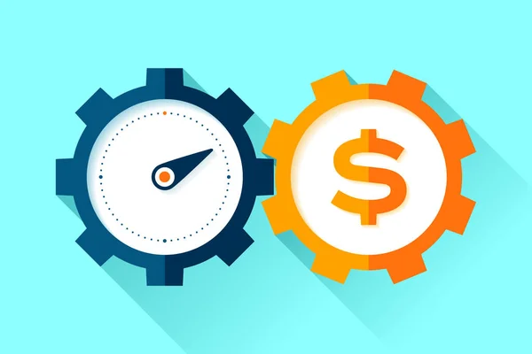 Stopwatch Dolar Przekładniami Czas Pieniądz Mechanizm Inwestycyjny Obiekty Wektorowe Dla — Wektor stockowy