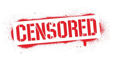 Stencil CENSORED yazıtları. Şeffaf arka planda siyah yasak grafiti baskısı. Vektör tasarımı sokak sanatı