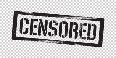 Stencil CENSORED yazıtları. Şeffaf arka planda siyah yasak grafiti baskısı. Vektör tasarımı sokak sanatı