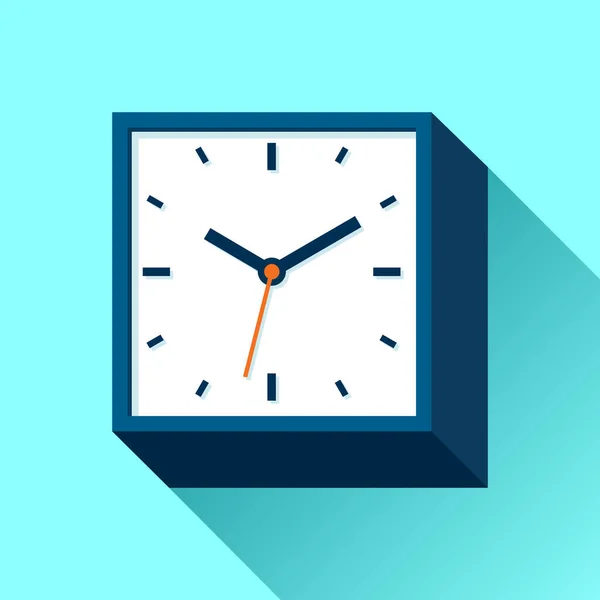 Icono Del Reloj Estilo Plano Temporizador Cuadrado Sobre Fondo Azul — Vector de stock