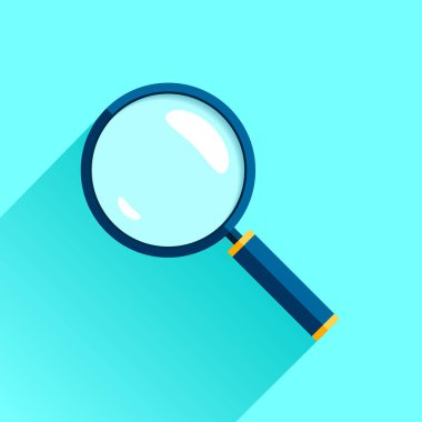 3 boyutlu büyüteç simgesi. Renkli arkaplanda loupe 'u ara. İş analitik illüstrasyon. Projeniz için vektör tasarımı nesnesi 