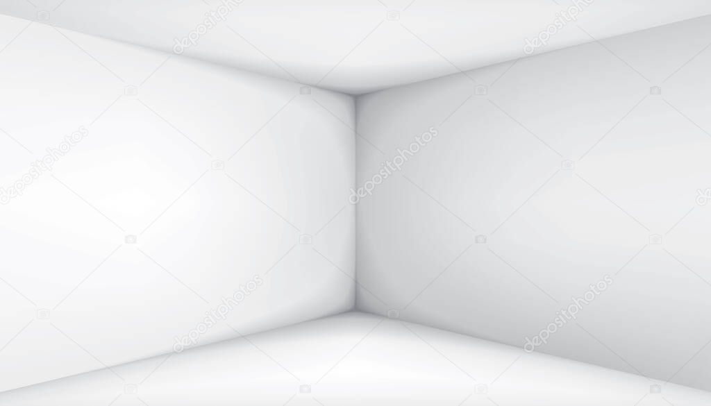 Empty white room. The inner space of the box. Vector design illustration. Mock up for you business project