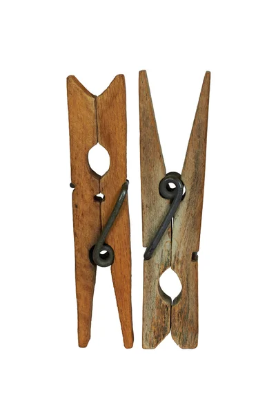 Two wooden clothespins — Stock Photo, Image