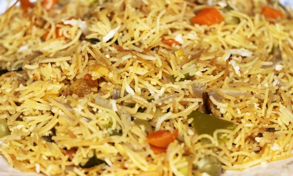 Close Afbeelding Van Plantaardige Vermicelli Upma Semiya Upma Selectieve Focus — Stockfoto