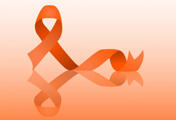 Orange Ribbon Vector Illustration Voor Ondersteuning Bewustmakingscampagnes Symbool Van Multiple — Stockvector