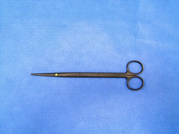 Medical Surgical Black Color Metzenbaum Scissor Blue Background — Stock Photo, Image