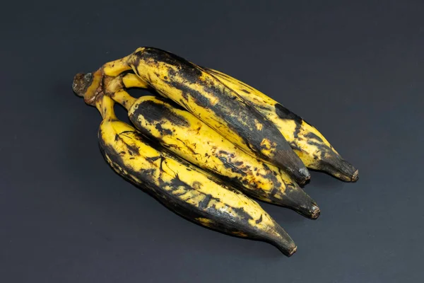 Closeup Image Plantain Banana Black Background — Stock Photo, Image