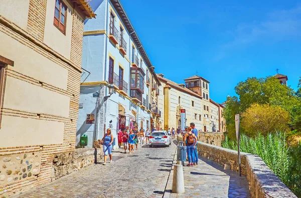 Granada Spanje September September 2019 Middeleeuwse Straat Carrera Del Darro — Stockfoto