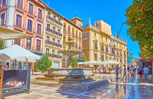 Granada Spain September 2019 Architectural Ensemble Plaza Nueva Square Carved — Stock Photo, Image