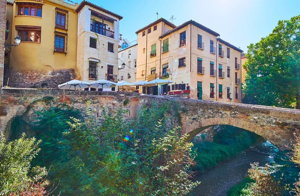 Kleine Stenen Boogbrug Puente Cabrera Darro Albaicin Granada Spanje — Stockfoto