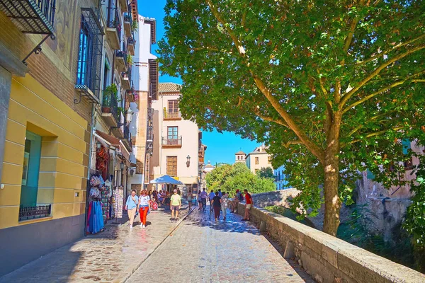 Granada Espanha Sept 2019 Agradável Passeio Dia Longo Obscura Rua — Fotografia de Stock