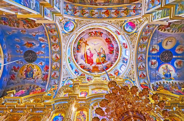 Kyiv Ukraine August 2021 Colorful Frescoed Dome Dormition Cathedral Kyiv — Stock Photo, Image