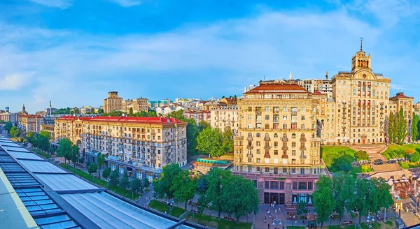 Panorama Van Belangrijkste Straat Van Stad Khreshchatyk Avenue Met Zijn — Stockfoto