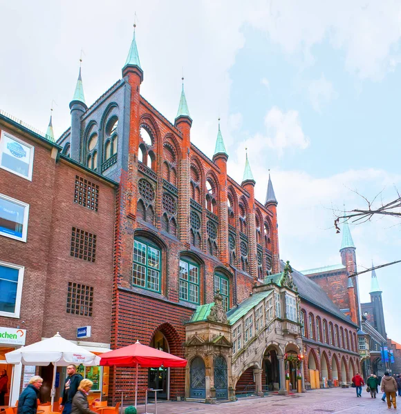 Lubeck Germany November 2019 Amazing Medieval Langes Haus Oldest Part — Stock Photo, Image