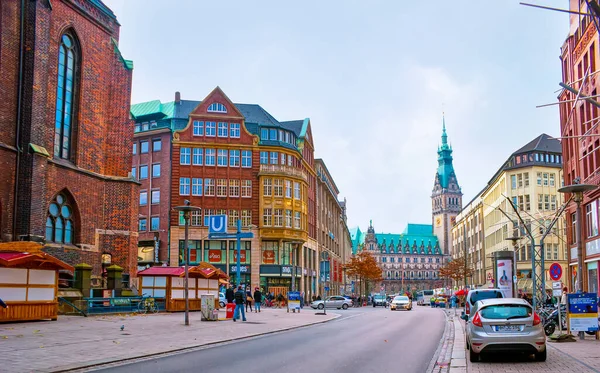 Hamburg Německo Listopadu 2019 Městská Scéna Monckebergstrasse Hlavní Nákupní Ulice — Stock fotografie