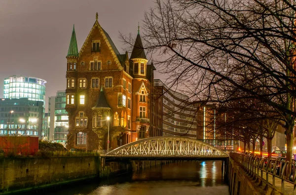 Wasserschloss Scenic Towers Most Famous Oldest Building Speicherstadt District Hamburg — Stock Photo, Image