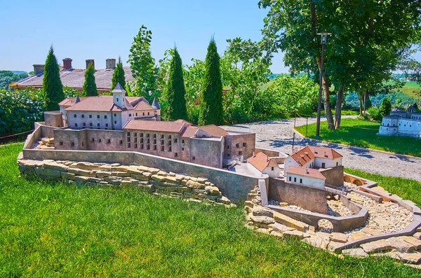 Park Museum Miniatures Replica Palanok Castle Mukachevo Kamianets Podilskyi Ukraine — Stock Photo, Image