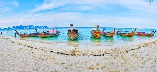 Nang Thailand April 2019 Scenic Wooden Longtail Boats Rocking Tide — Stock Photo, Image