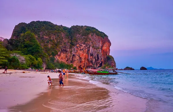 Nang Thailand April 2019 Вечір Залізничному Пляжі Чудове Місце Вечірнього — стокове фото