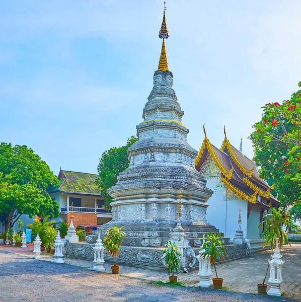 Remarquable Chedi Octogonal Historique Temple Wat Phan Waen Avec Des — Photo