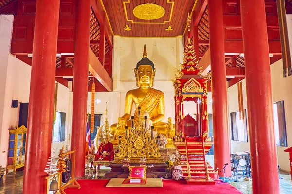 Chiang Mai Thailand May 2019 Medieval Wooden Interior Wat Jedlin — Stock Photo, Image